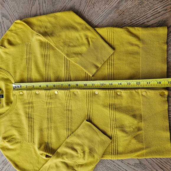 Cable & Gauge Cardigan Womens Small Yellow 3/4 Sleeve Textured Knit Sweater - Picture 3 of 12